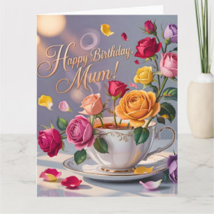 Happy Birthday Mum Greeting with Roses Card