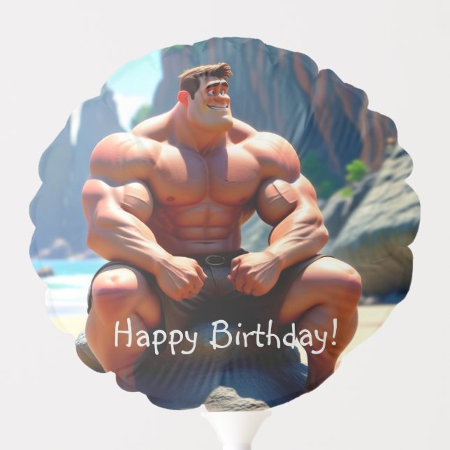 Happy Birthday Muscleman Balloon (Front)