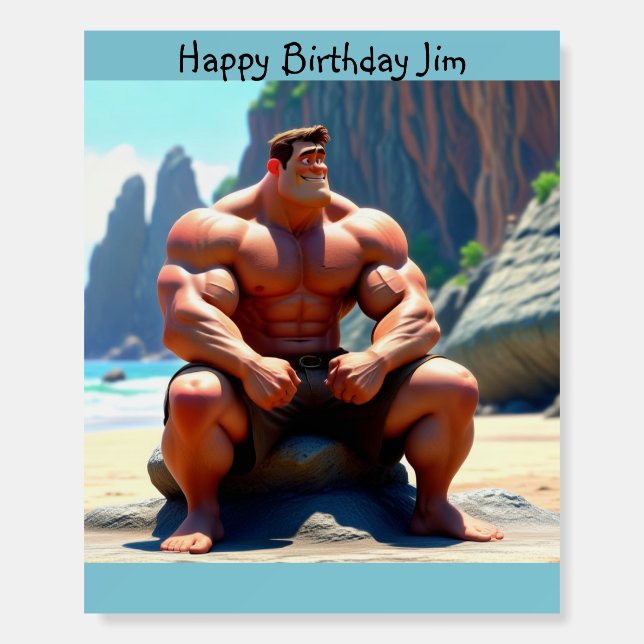 Happy Birthday Muscleman Foam Board (Front)