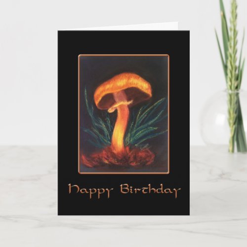 Happy Birthday Mushroom on Black Card