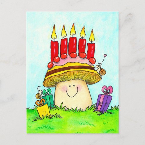 Happy Birthday Mushroom Postcard