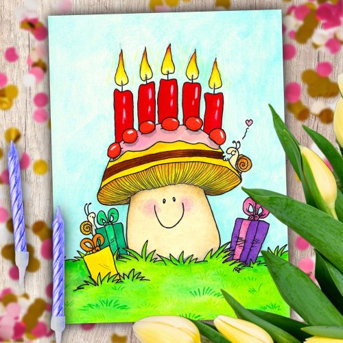 Happy Birthday Mushroom Postcard