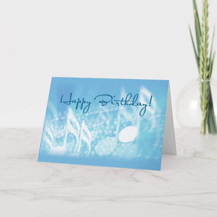 Happy Birthday, Music on Blue Card | Zazzle
