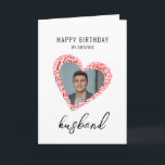 Happy Birthday My Amazing Husband Photo Card<br><div class="desc">Wish your husband a happy birthday with this greeting card. The front features a heart-shaped with the words love inside with "Happy Birthday My Amazing Husband" written in black font with his photo centered. You can easily upload your favorite image and the template is set up for you to edit...</div>