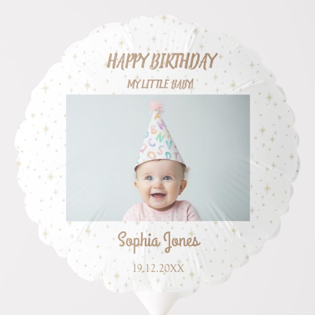 Happy Birthday, My Baby - Custom Photo/ Name/DOB Balloon (Front)