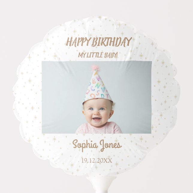 Happy Birthday, My Baby - Custom Photo/ Name/DOB Balloon (Front)