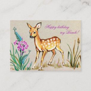 Happy birthday, my Bambi! Vintage postcard of a fa
