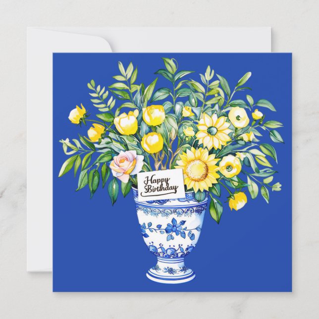 Happy birthday my friend & bouquet of flowers  holiday card (Front)