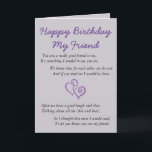 Happy Birthday My Friend Card<br><div class="desc">words of friendship for any Birthday</div>