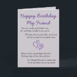 Happy Birthday My Friend Card<br><div class="desc">words of friendship for any Birthday</div>