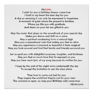 Happy Birthday With Poem Art Wall Decor Zazzle