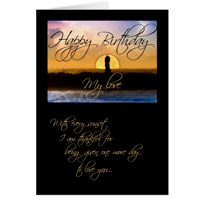 Happy Birthday My Love Sunset Couple Greeting Cards