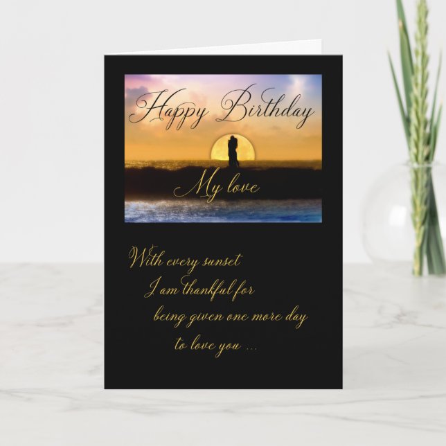 Happy Birthday My Love Sunset Couple Card (Front)