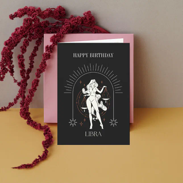 Happy Birthday Mystic Libra Zodiac Horoscope Card
