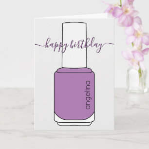 Happy Birthday Nail polish art purple Card
