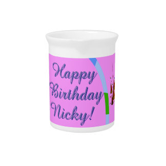 Happy Birthday Name Beverage Pitcher