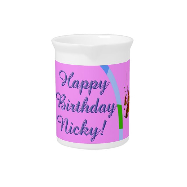 Happy Birthday Name  Beverage Pitcher (Front)