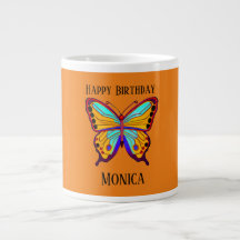 Happy Birthday "Name" Butterfly Orange