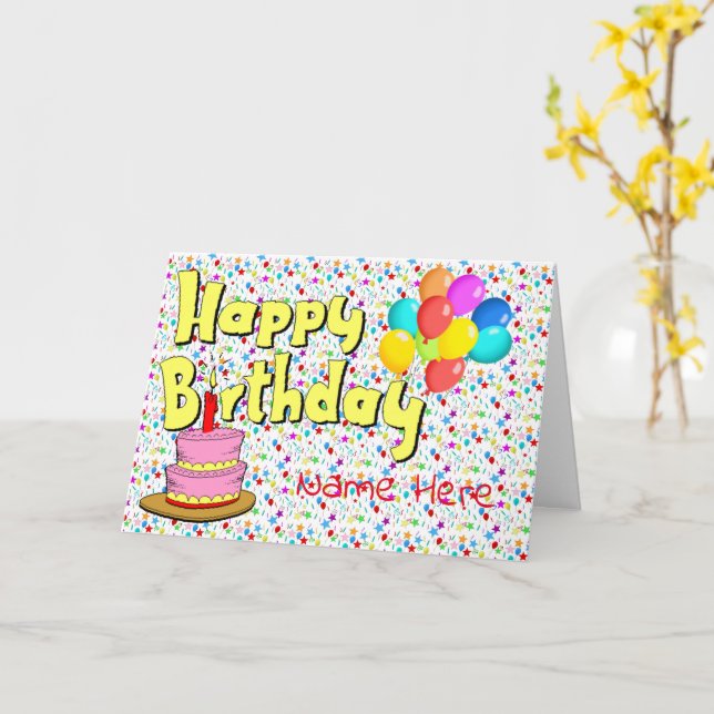 Happy Birthday/Name Card (Yellow Flower)