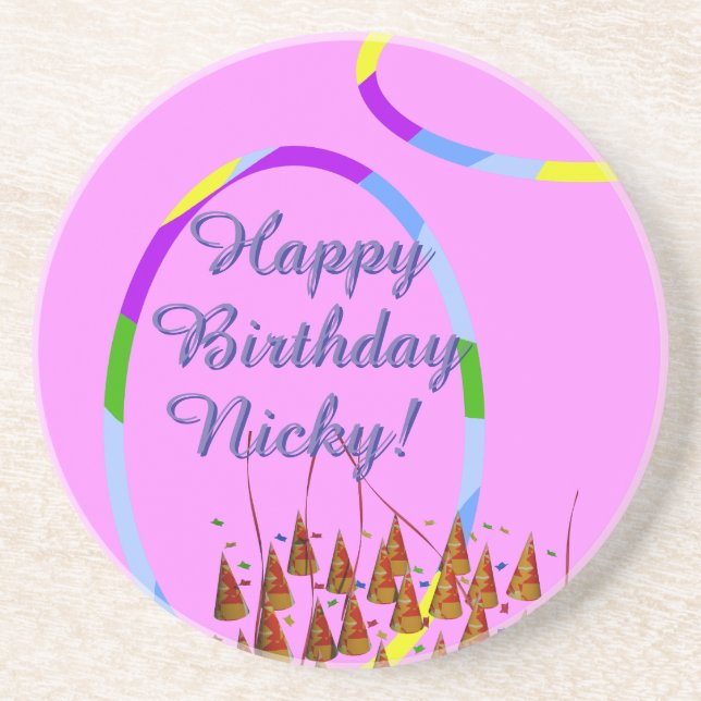 Happy Birthday Name Coaster (Front)