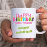 Happy Birthday Name Custom Text Colorful Candles Coffee Mug