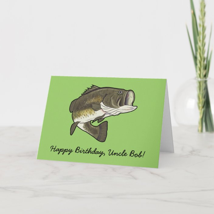 Happy Birthday Name Customizable Big Mouth Bass Card | Zazzle.com