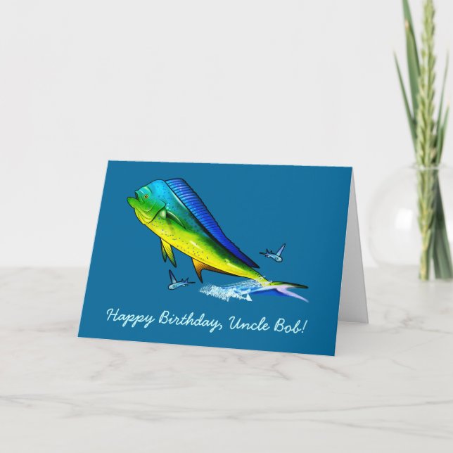 Happy Birthday Name Customizable with Mahi Mahi Card (Front)