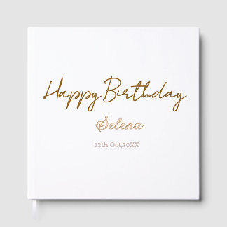 happy birthday name date brown purple pastel simpl foil guest book