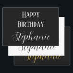 Happy Birthday Name Monogram Gold Black White Wrapping Paper Sheets<br><div class="desc">Designed for birthday celebrations! You may change the text,  font,  font color or background color as you please!</div>