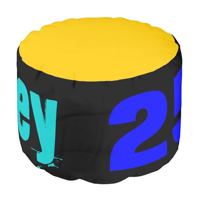 Happy Birthday Name Personalized POP Round Pouf (Angled Front)