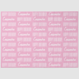 Happy Birthday Name Pink Tissue Paper