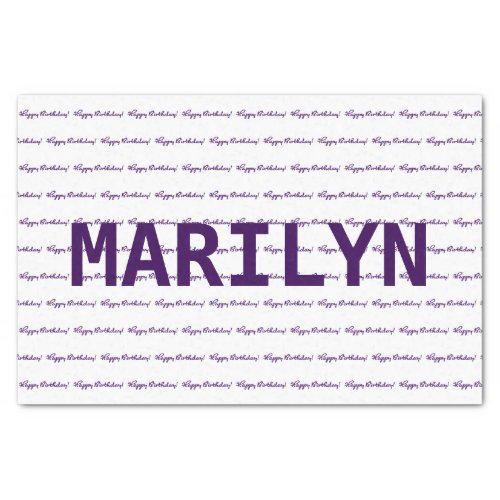 Happy Birthday Name Template Purple Tissue Paper