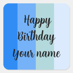 Happy Birthday Name Template Square Sticker