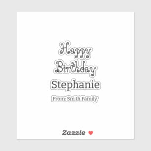 Happy Birthday Name Typography Modern Simple Sticker