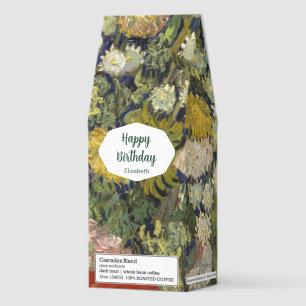 Happy Birthday Name Vintage Van Gogh Flowers Roasted Coffee