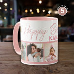 Happy Birthday Nana 5 Photo Collage Pink Mug<br><div class="desc">Unique photo collage mug  in pink personalized with 5 grandchildren pictures for grandma's birthday. Makes a special keepsake mug for grandmother.</div>
