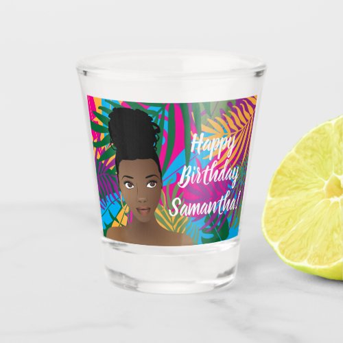 Happy Birthday Natural Beauty Colorful Tropical Shot Glass