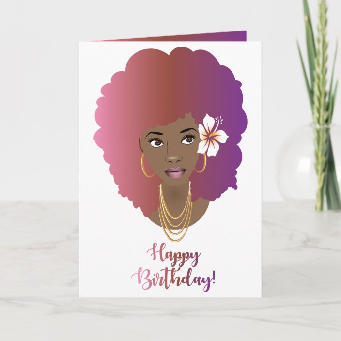 Happy Birthday | Natural Beauty Festive Afro Card | Zazzle.com