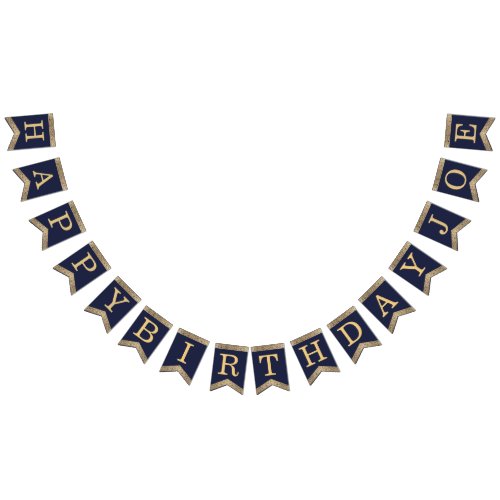 Happy Birthday Navy Blue Gold  3 Letters Name Joe Bunting Flags
