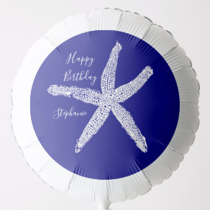 Happy Birthday Navy Blue Nautical Cute Starfish Balloon