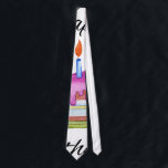 Happy Birthday! Neck Tie<br><div class="desc">An illustrated slice of birthday cake with a candle and the text Happy Birthday!</div>