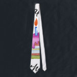 Happy Birthday! Neck Tie<br><div class="desc">An illustrated slice of birthday cake with a candle and the text Happy Birthday!</div>