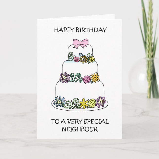 Happy Birthday Neighbor UK Spelling Card (Front)