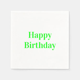 "Happy Birthday" neon green white party paper Napkins
