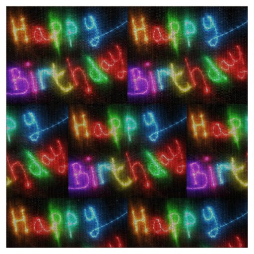 happy birthday neon rainbow fabric