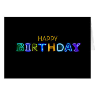 HAPPY BIRTHDAY Neon Sign Folded greeting Card
