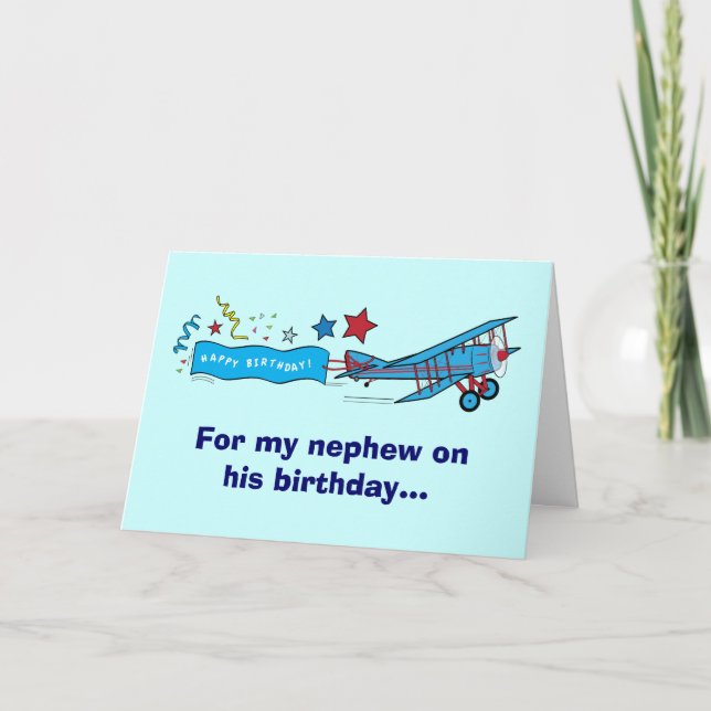 Happy Birthday Nephew Airplane Card (Front)