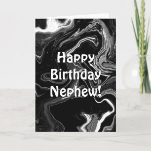 Happy Birthday Nephew Black and White Marble Card