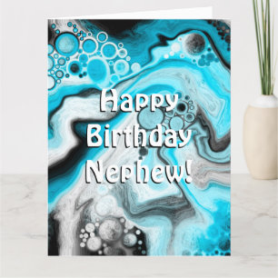 Happy Birthday Nephew   Blue and White Bubbles Card