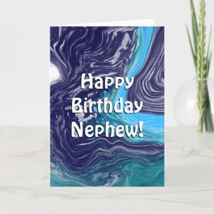 Happy Birthday Nephew   Blue and White Marble   Card
